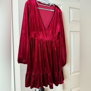 Halara bright red velvet dress